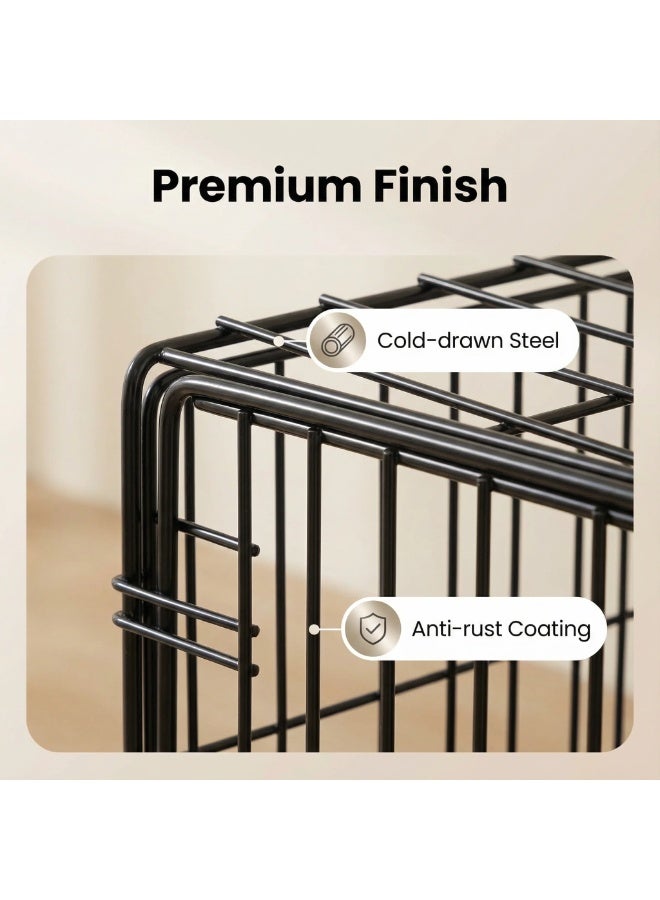 بيوينتي قفص حيوانات أليف قابل للطي متين - للكلاب والقطط والأرانب والدواجن الصغيرة والمتوسطة - أسود، تصميم مقاوم للهروب مع صينية PVC - Image 3